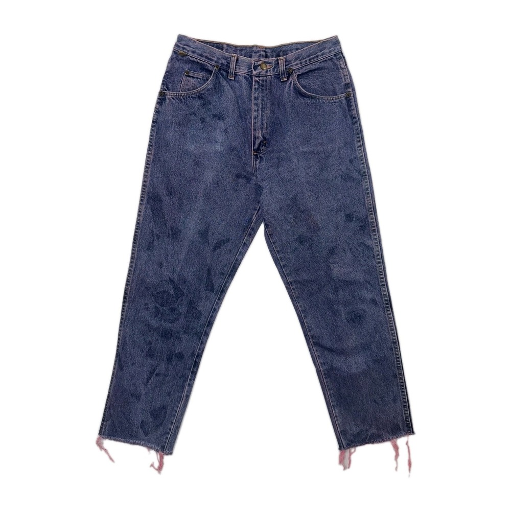 VTG Wrangler Rugged‎ wear Jeans womens 32x34 Straight fit acid wash Purple Blue